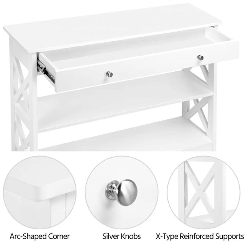 Wooden Console Table with 1 Drawer and 2 Open Shelves Versatile Entryway Table by Yaheetech