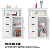 Bathroom Floor Cabinet MDF Wooden Storage Organizer w/ Drawers by Yaheetech