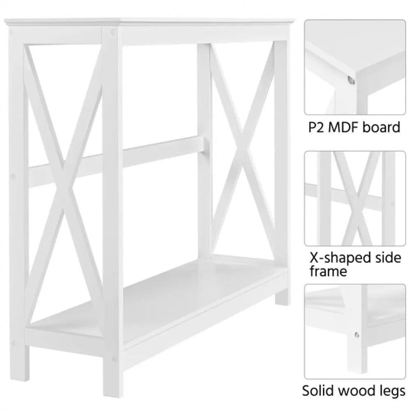 2-Tier X-Design Console Table Industrial Side Console Table End Table by Yaheetech