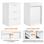 Side Table 3 Drawers End Table Chest Dresser Metal Handles Cabinet White by Yaheetech