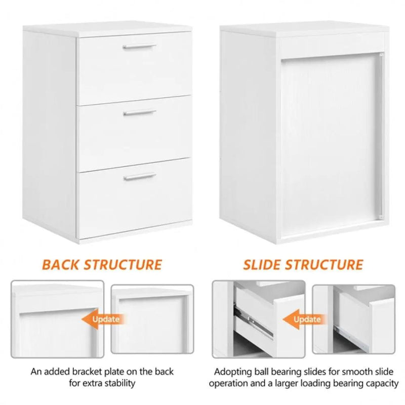 Set of 2 3 Drawers Side Table End Table by Yaheetech