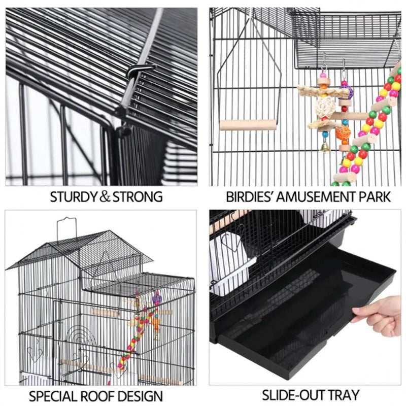 Metal Parrot Cage Bird cage w/Swing & Ladder by Yaheetech