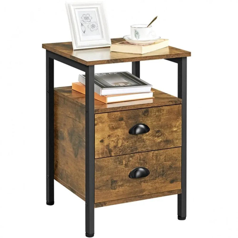 Side Table with 2 Drawers and Open Shelf by Yaheetech