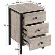 3 Drawer Nightstand Storage Nightstand Metal Frame Dresser Organizer by Yaheetech