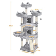 Large Cat Tree Big Cat House Plush Cat Tower by Yaheetech