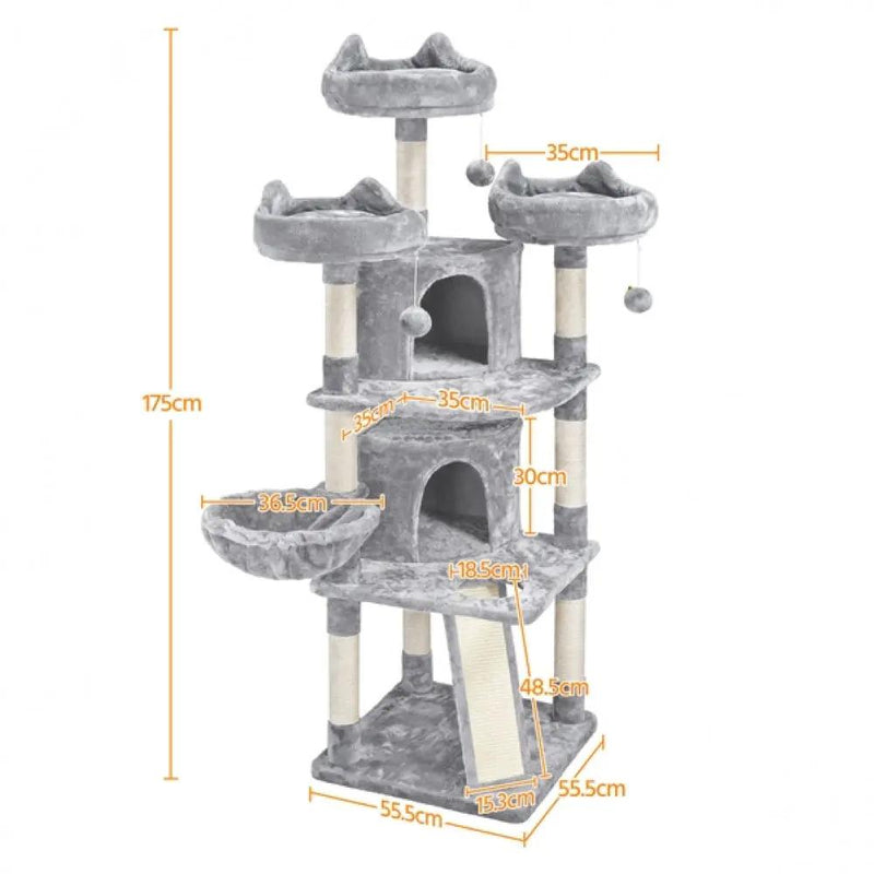 Large Cat Tree Big Cat House Plush Cat Tower by Yaheetech