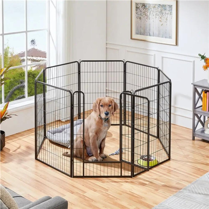 8 Panels Dog Playpen 100cm Tall Dog Pen Dog Fence by Yaheetech