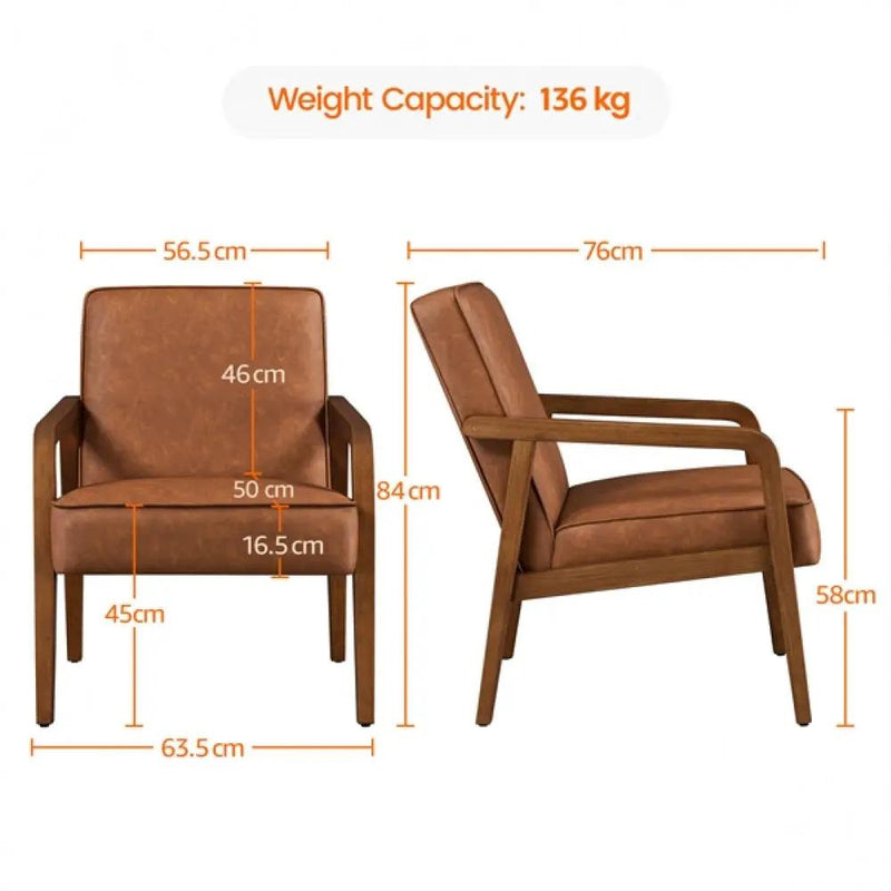 Mid-Century Modern Upholstered Lounge Chair Accent Armchair by Yaheetech