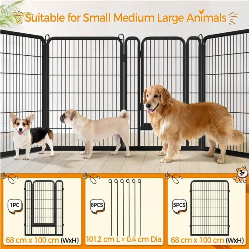 100cm Tall 6 Panels Heavy Duty Dog Playpen Exercise Barrier Outdoor Indoor Fence by Yaheetech