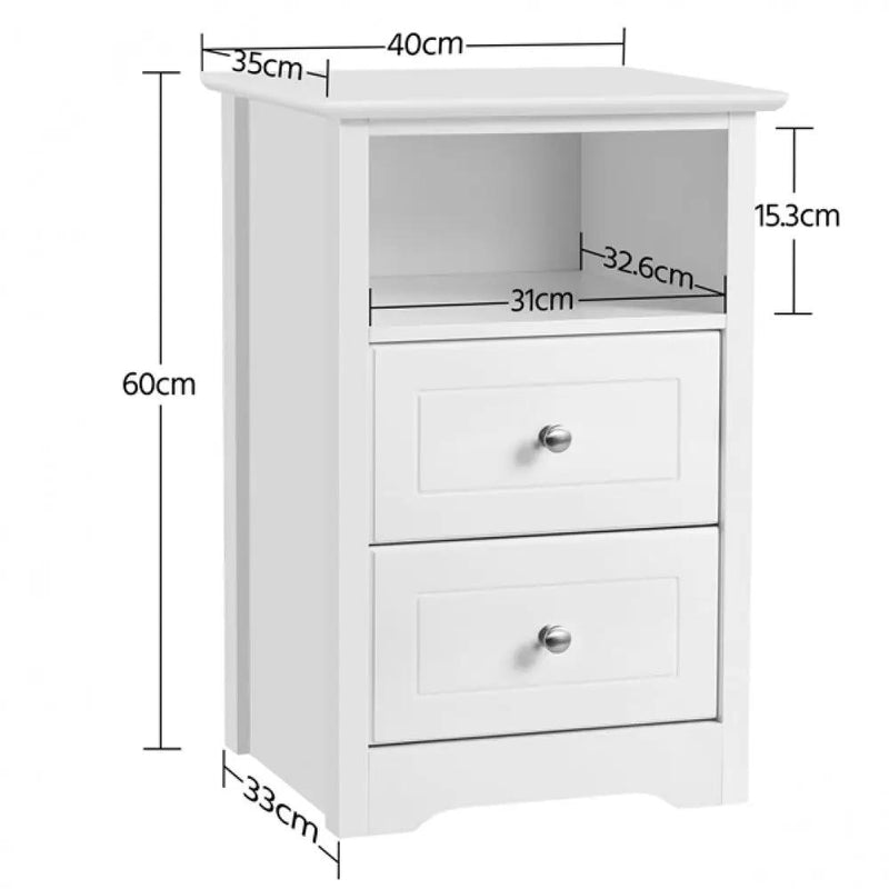 End Table with 2 Drawers and 1 Cubby Side Table Night Stand by Yaheetech