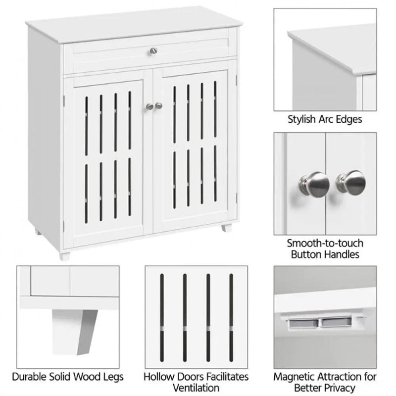 4 Tier Shoe Storage Cabinet 1 Drawer Closed Adjustable Shoes Rack by Yaheetech