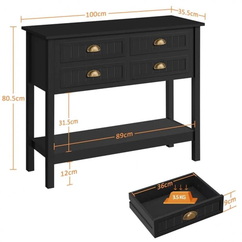 4-Drawer Console Table Hall Table by Yaheetech