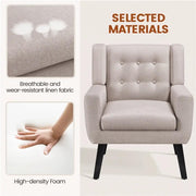 Set of 2 Button Tufted Armchairs with Solid Wood Legs by Yaheetech