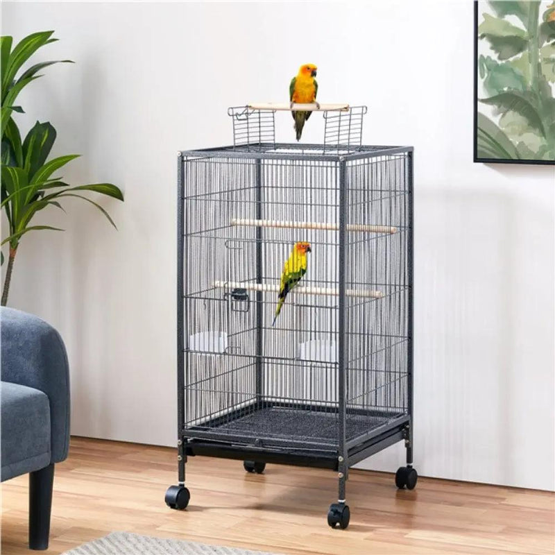 40-Inch H Wrought Iron Bird Cage with Rolling Stand by Yaheetech
