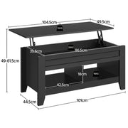 Shaker Design Lift Top Coffee Table w/Storage & 2 Open Shelves by Yaheetech