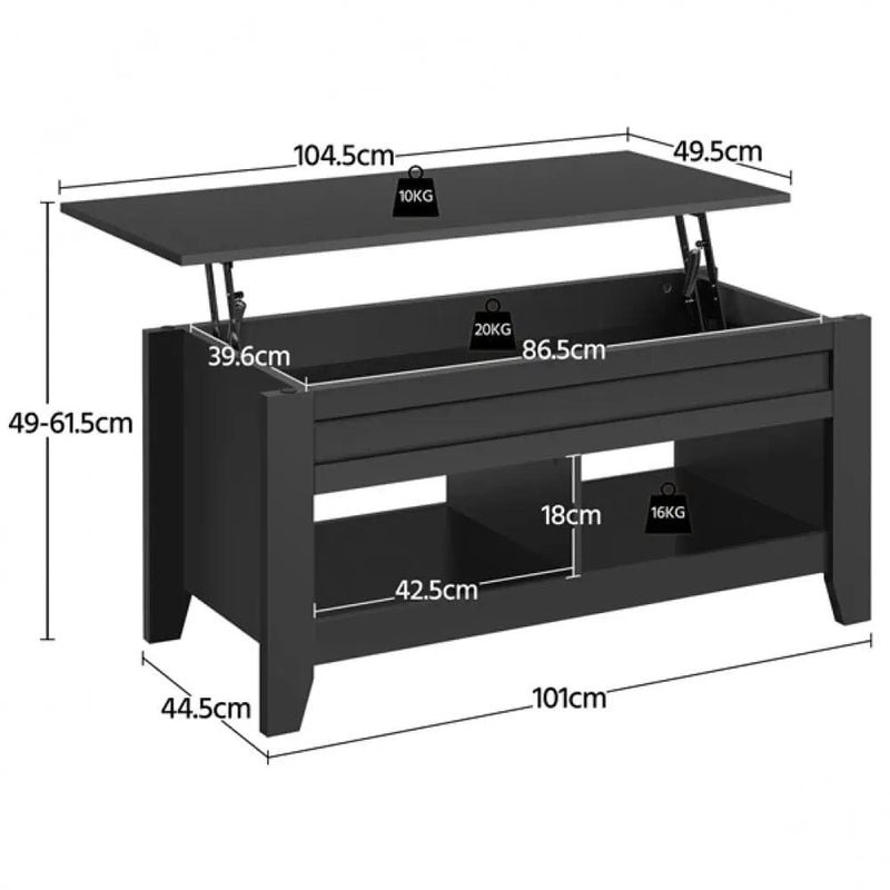 Shaker Design Lift Top Coffee Table w/Storage & 2 Open Shelves by Yaheetech