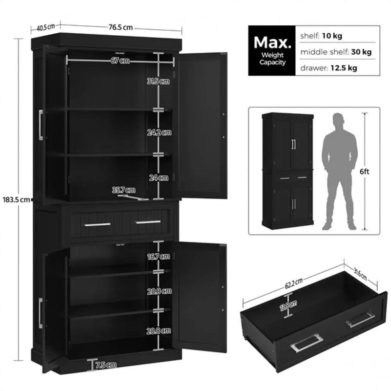 Kitchen Pantry Cabinet Tall Pantry Cupboard by Yaheetech