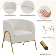 Contemporary Accent Armchair with Gold-tone Metal Legs by Yaheetech