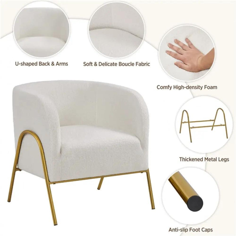 Contemporary Accent Armchair with Gold-tone Metal Legs by Yaheetech