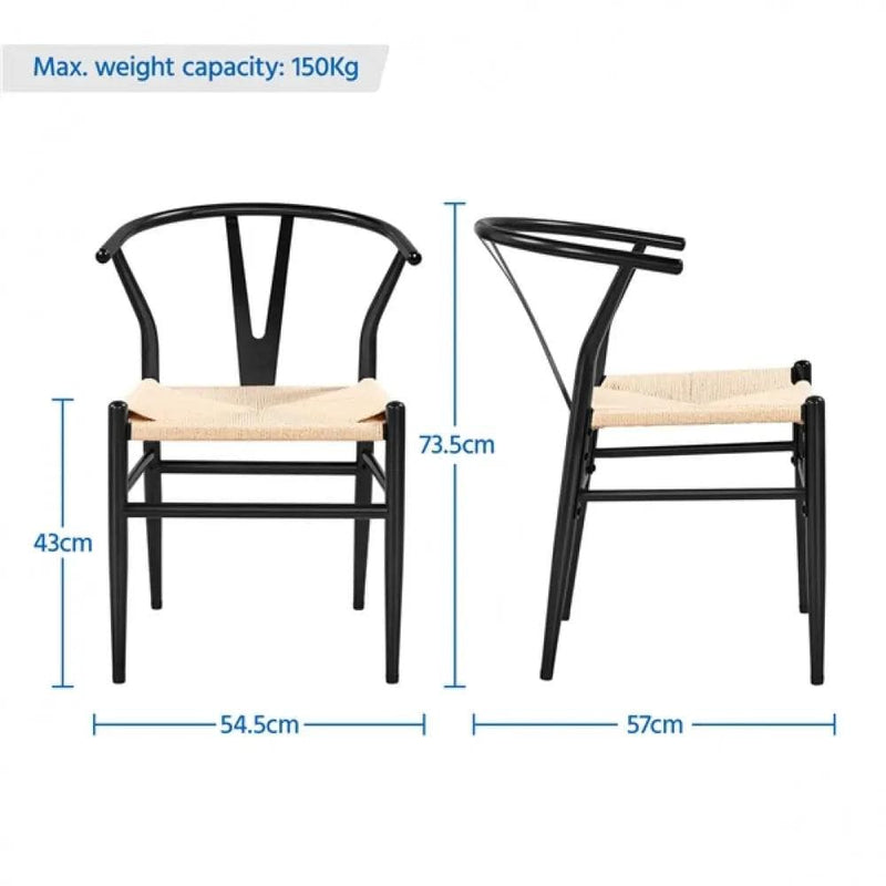 2pcs Modern Chair Y-Shaped Backrest Mid-Century Metal Dining Chair by Yaheetech