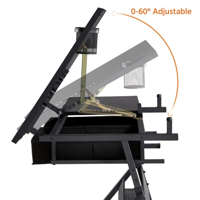 Drafting Table/Stool Set with Adjustable Table Angles & Heights All-in-One by Yaheetech