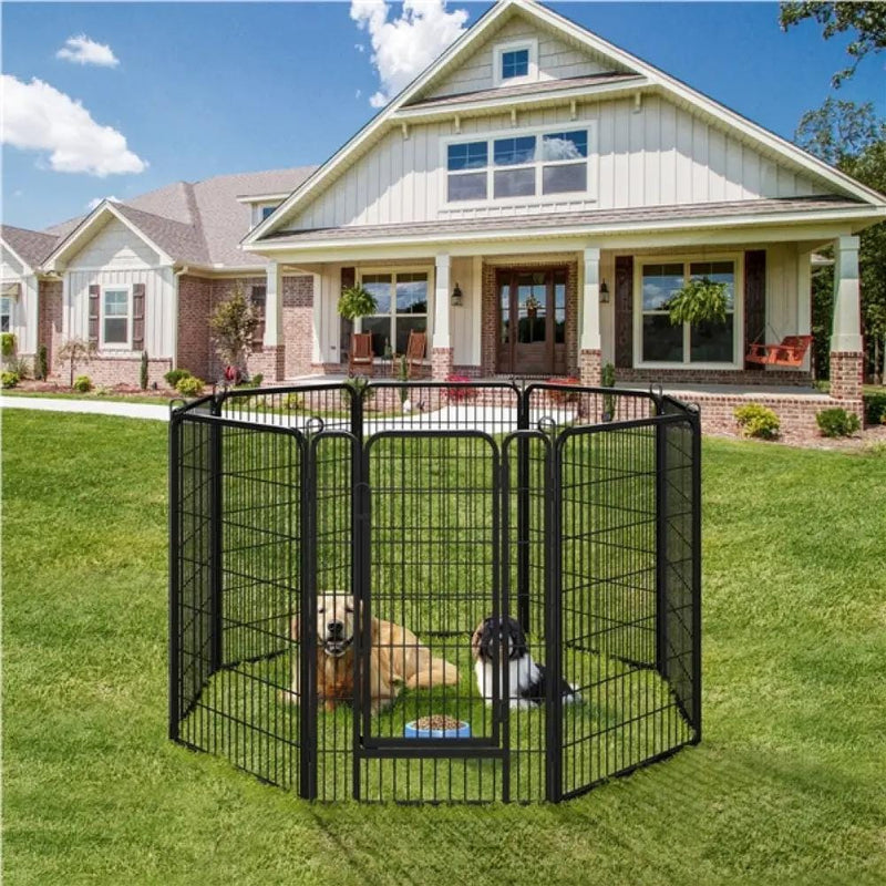 120cm Tall 8 Panels Dog Playpen Panels Foldable Metal Pet Fence by Yaheetech