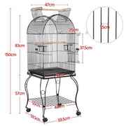 Open Top Metal Bird Cage Rolling Parrot Cage by Yaheetech