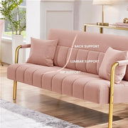 Upholstered Sofa Couch with Gold-tone Metal Arms and Legs by Yaheetech