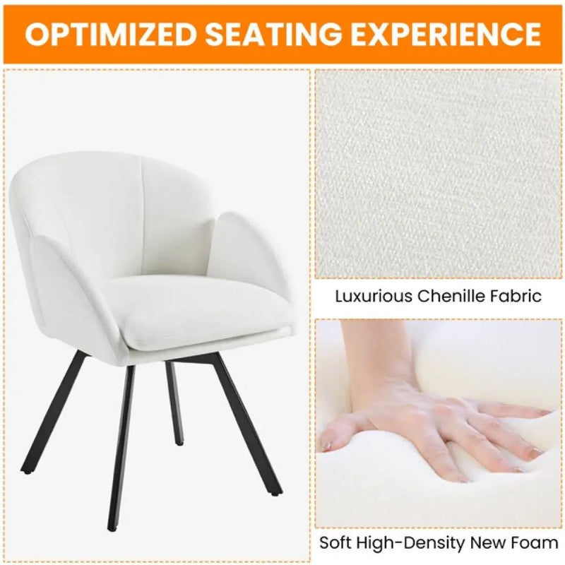 Flower-shaped Chenille Accent Armchair Contemporary Swivel Chair by Yaheetech