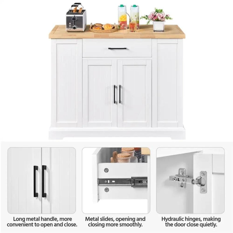 Rolling Kitchen Island Trolley Modern Storage Cabinet by Yaheetech