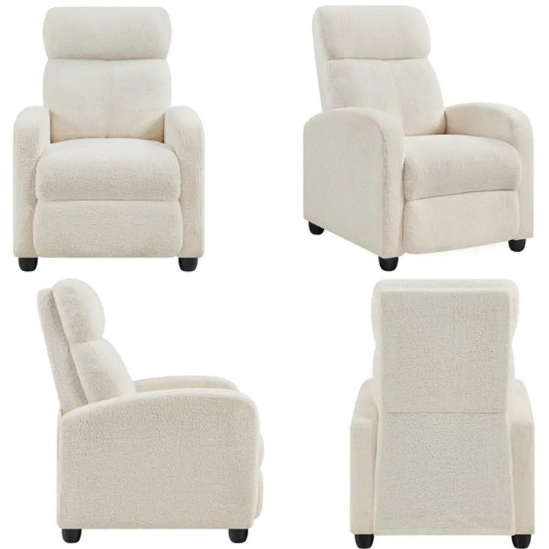 Upholstered Recliner Boucle Recliner Sofa Adjustable Modern Single Reclining Chair by Yaheetech