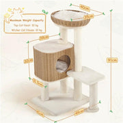 36″ Tall Rattan Cat Tree Cat House Cat Tower by Yaheetech