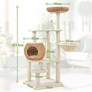 54″ Tall Rattan Cat Tree Cat Tower by Yaheetech