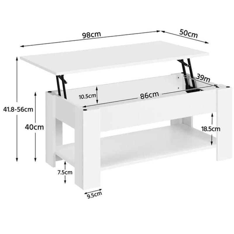 Space-saving Lift Top Coffee Table w/ Hidden Compartment & Open Shelf by Yaheetech