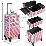 3-in-1 Rolling Makeup Train Case Portable Cosmetic Trolley by Yaheetech