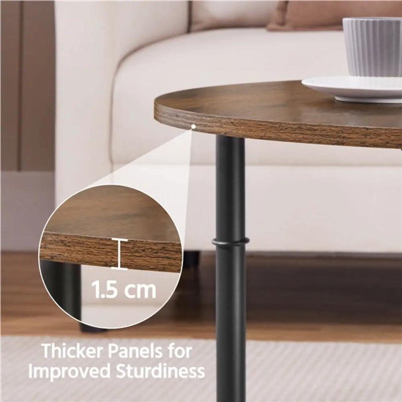 80cm Rustic Round Coffee Table Minimal Vintage Industrial Coffee Table by Yaheetech