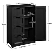 Wooden Bathroom Cabinet 4 Drawers & Cupboard Bathroom Storage Unit by Yaheetech