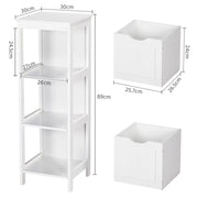 White Bathroom Cabinet 2 Hideaway Drawers 1 Shelf by Yaheetech