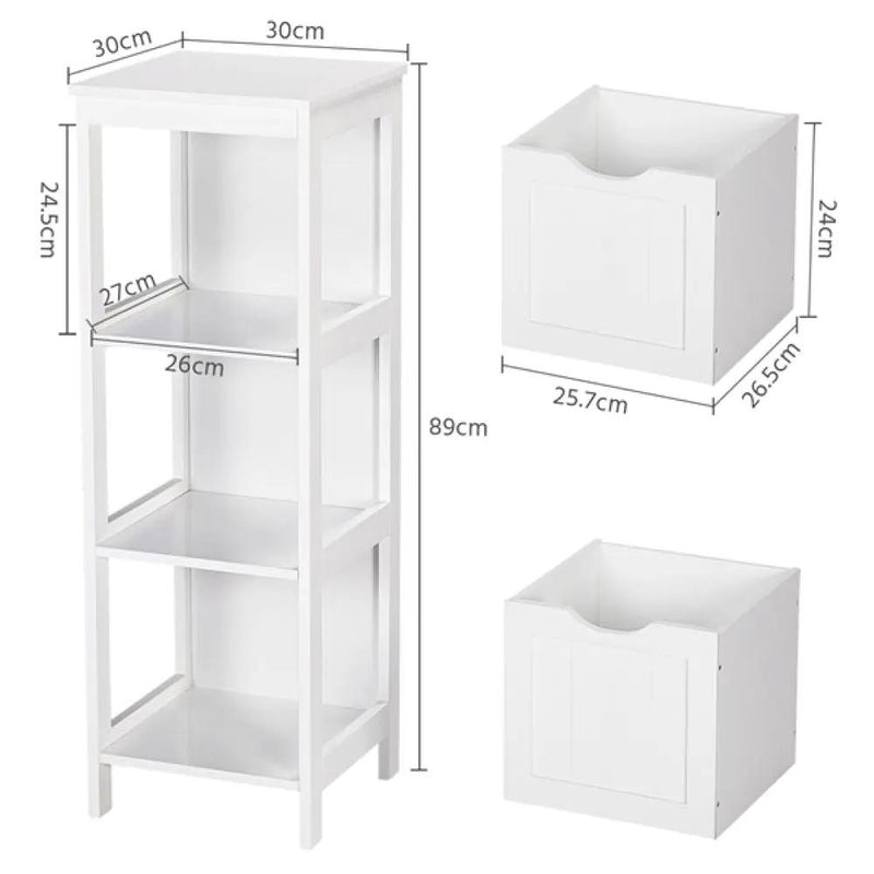 White Bathroom Cabinet 2 Hideaway Drawers 1 Shelf by Yaheetech