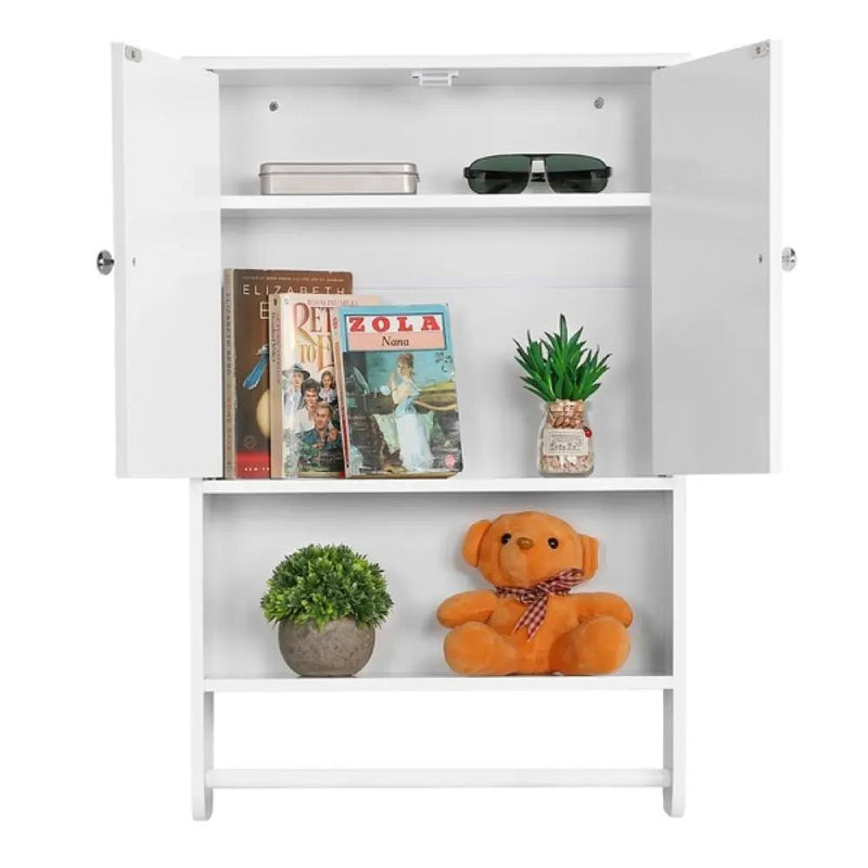 Bathroom Wall Cabinet with Towel Bar Wall Mount Organizer by Yaheetech
