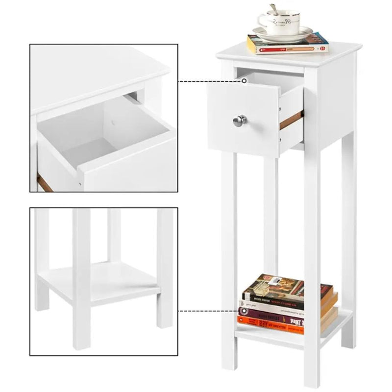 Slim Bedside Tables Nightstand Set of 2 by Yaheetech