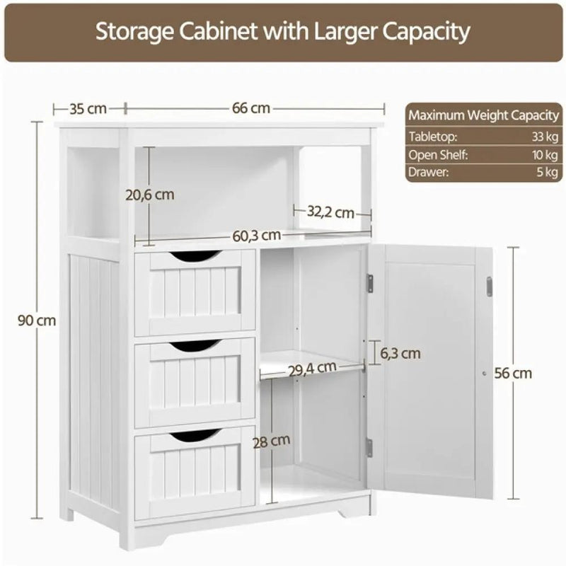 90cm Height Bathroom Floor Cabinet by Yaheetech
