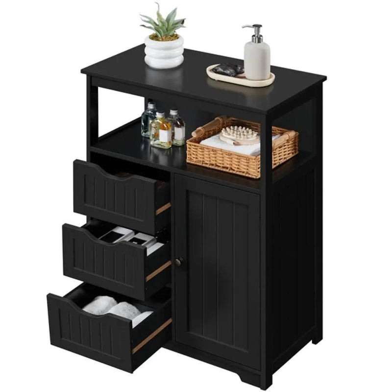 90cm Height Bathroom Floor Cabinet MDF Wooden Storage Organizer by Yaheetech