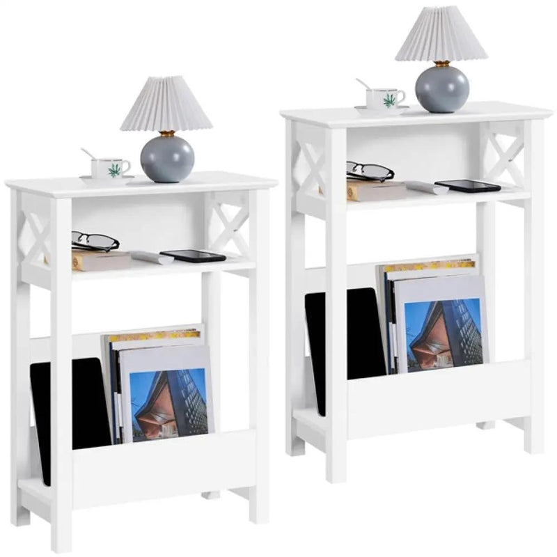 Slim End Table Modern Sofa Table by Yaheetech
