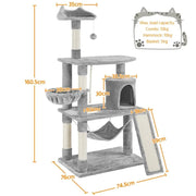 Deluxe Multi Level Cat Tree Condo with Basket & Hammock by Yaheetech