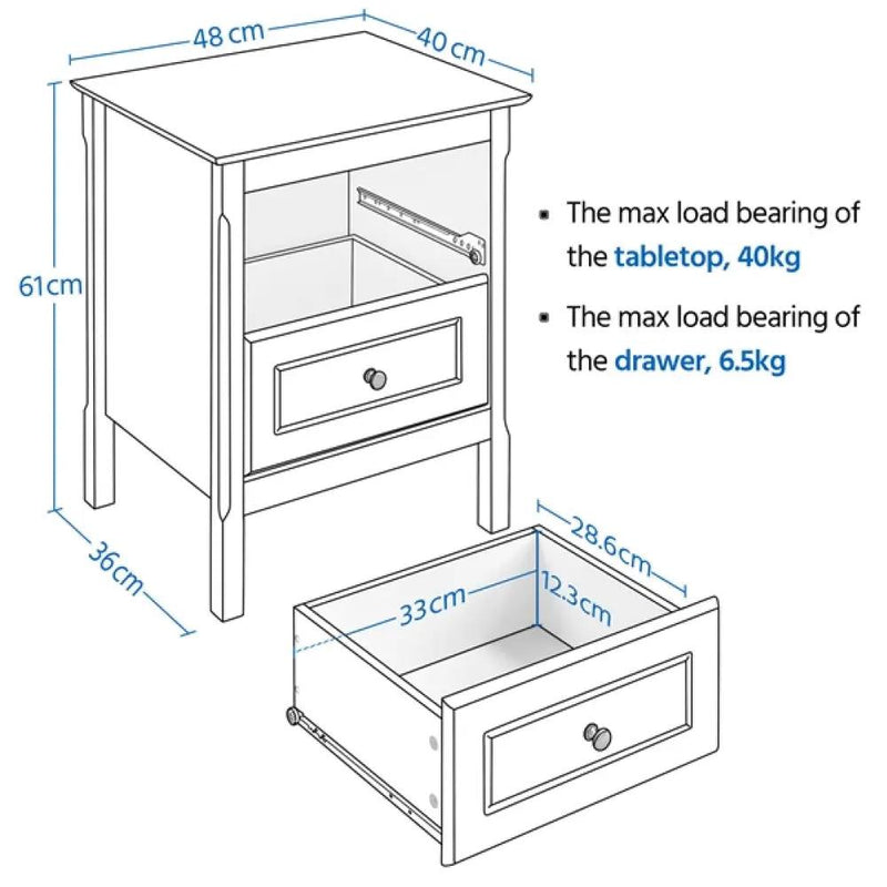 End Table Side Table Nightstand Bedside Table with 2 Drawers by Yaheetech