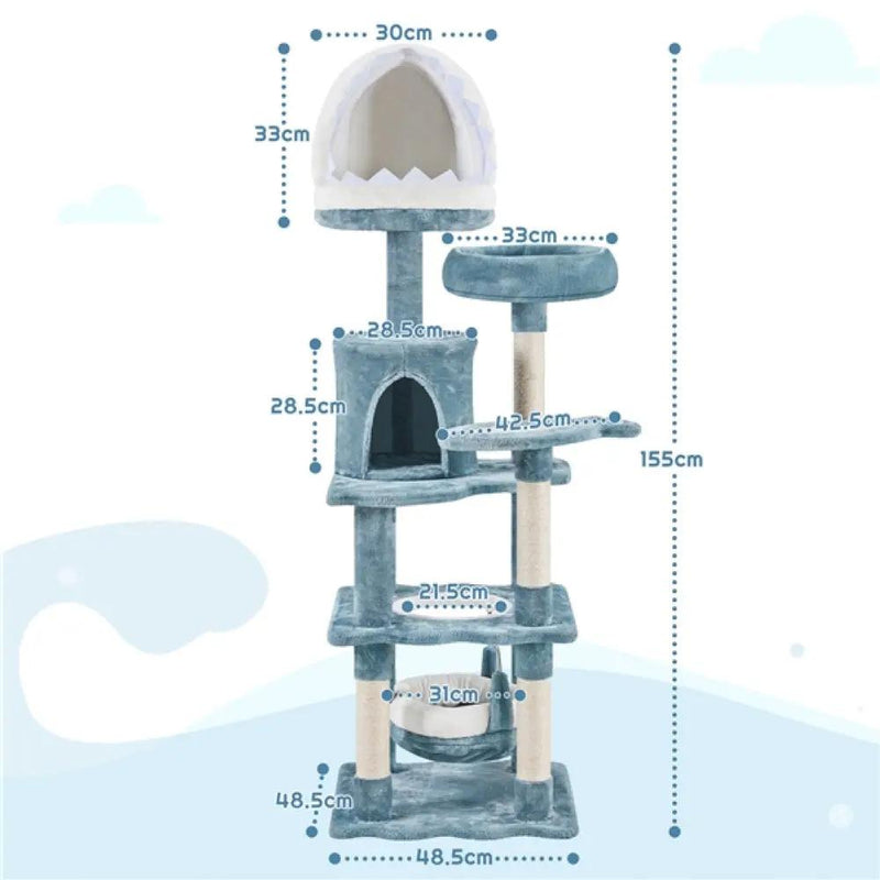 Multi-Level Ocean-themed Cat Tree Cat Tower by Yaheetech