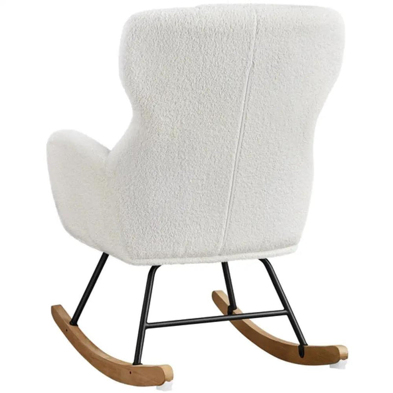 Boucle Upholstered Armchair Rocking Chair by Yaheetech