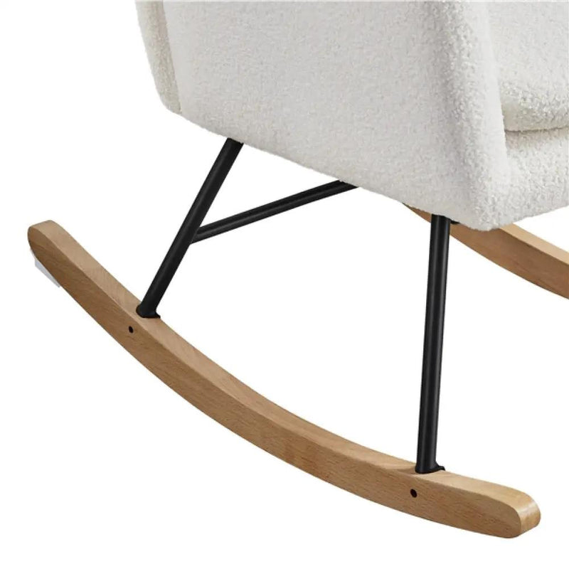 Boucle Upholstered Armchair Rocking Chair by Yaheetech