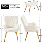 Boucle Accent Chair and Ottoman by Yaheetech